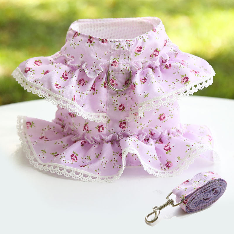 Dogs Cats Pets Clothes Chest Straps Traction Ropes Lace Teddy Bears Spring Summer Autumn Dog Rope Supplies
