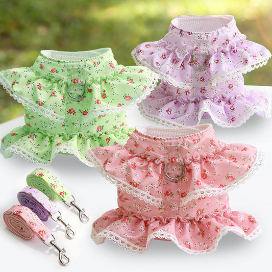 Dogs Cats Pets Clothes Chest Straps Traction Ropes Lace Teddy Bears Spring Summer Autumn Dog Rope Supplies