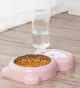 Stainless steel multi-purpose dog and cat bowl with water bottle