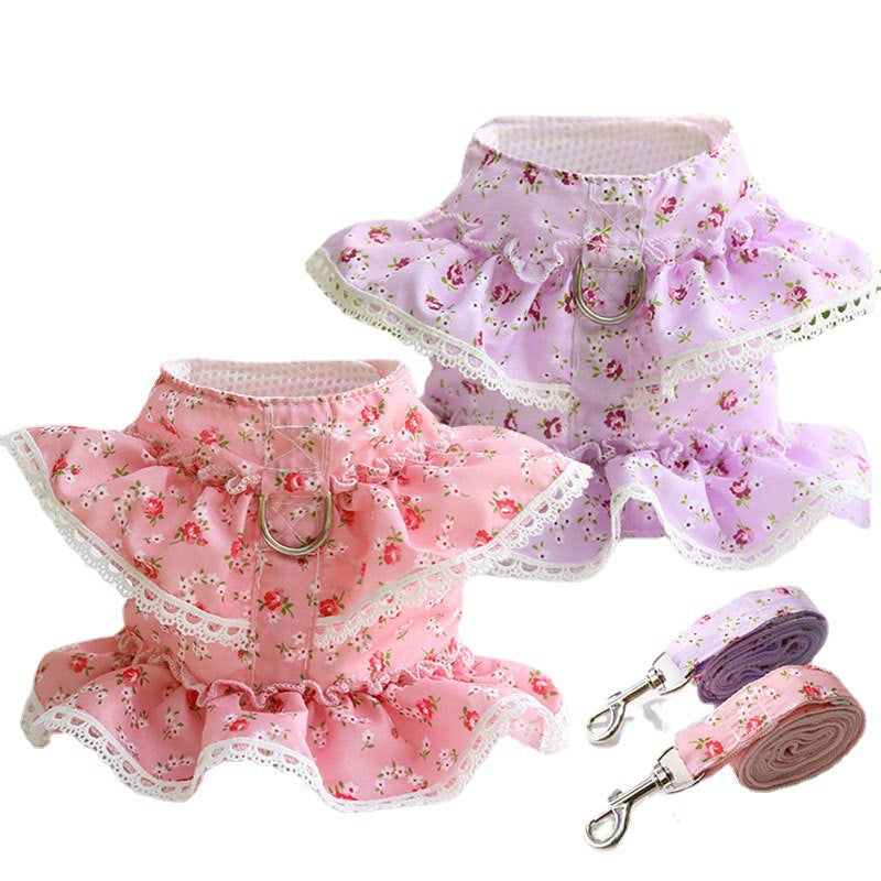 Dogs Cats Pets Clothes Chest Straps Traction Ropes Lace Teddy Bears Spring Summer Autumn Dog Rope Supplies